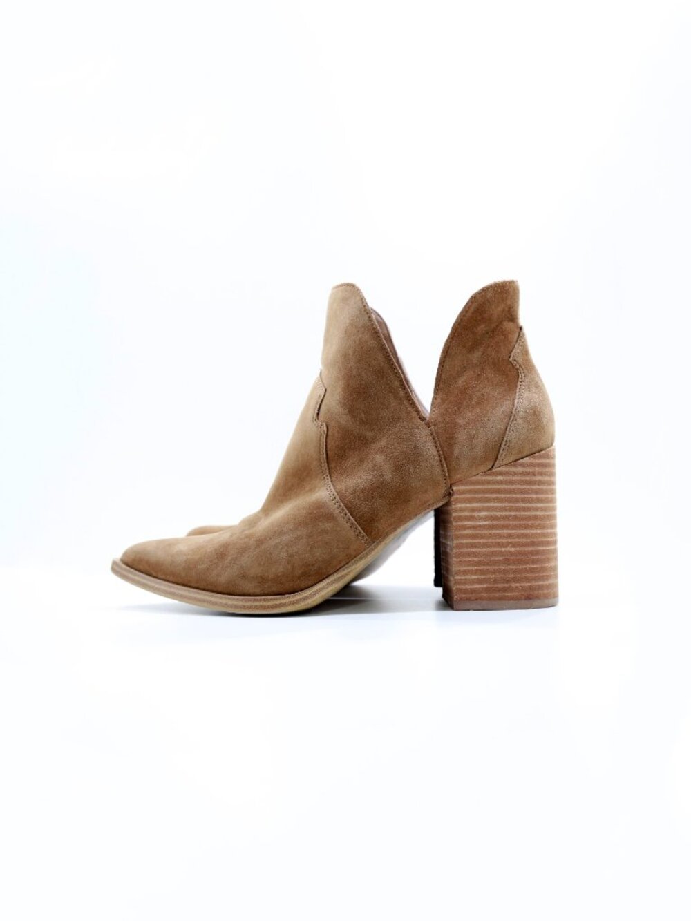 Steve Madden Chaya Brown Suede Leather 3.5" Block Heel Ankle Boots - 10